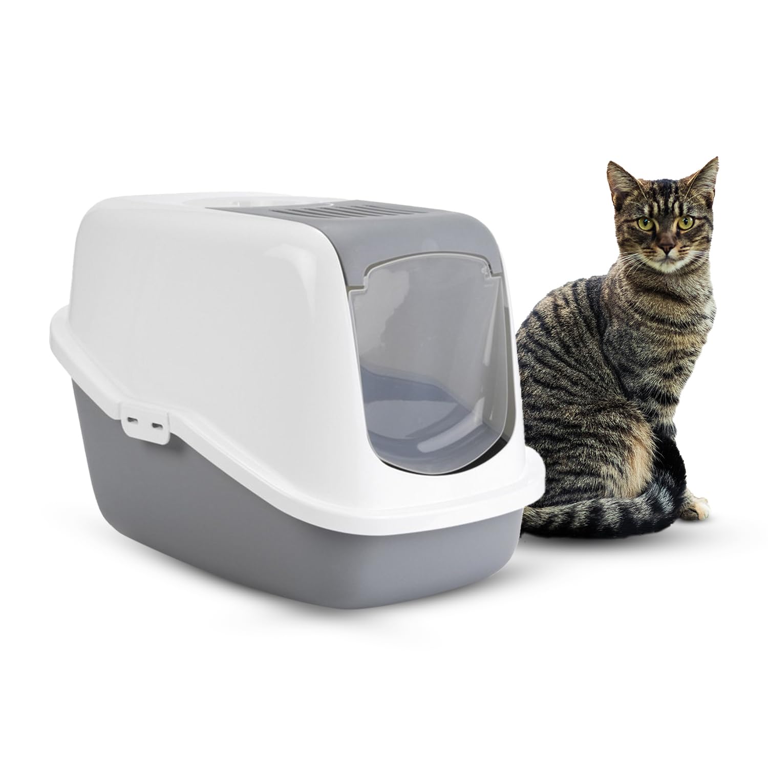 Buy Savic Nestor Modern Cat Toilet Home with Hood, Swing Door and